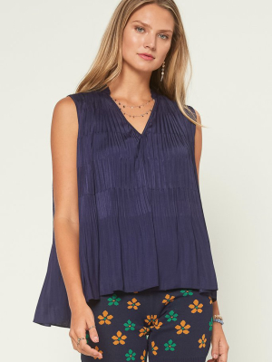 Pleated Sleeveless Top