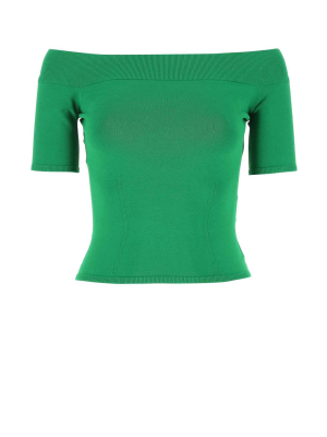 Alexander Mcqueen Off Shoulder Short-sleeve Top