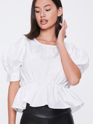 Poplin Puff-sleeve Top