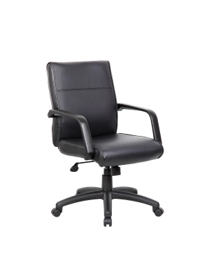 Mid Back Executive Chair In Leatherplus - Black - Boss