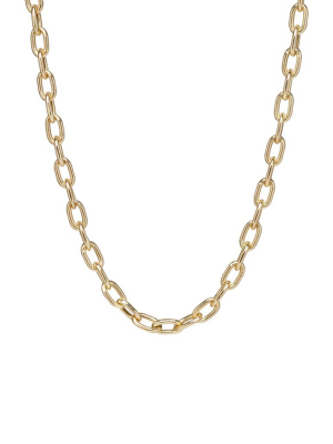 14k Gold Extra Large Square Oval Link Chain Necklace