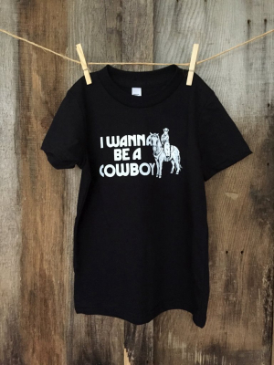 Bandit Kid "i Wanna Be A Cowboy" Tee Blk/white