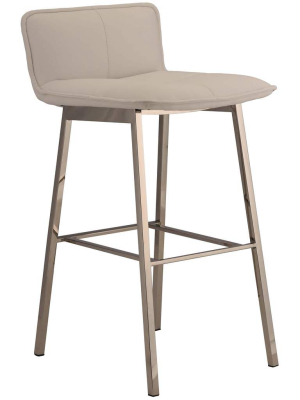 Sabrina Counter Stool, White//polished Stainless Legs