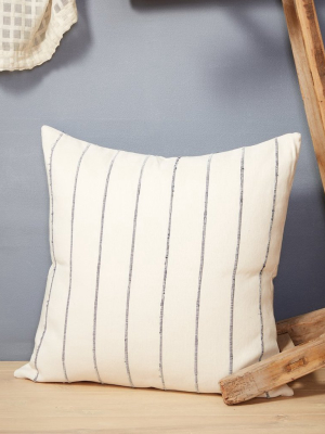 Recycled Stripe Pillow In Grey