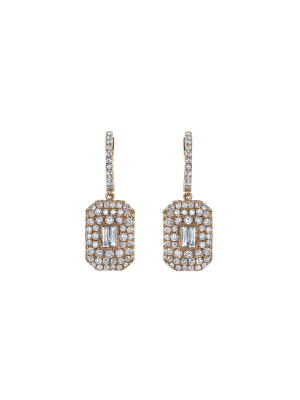 Essential Baguette Diamond Drop Earrings - Rose Gold