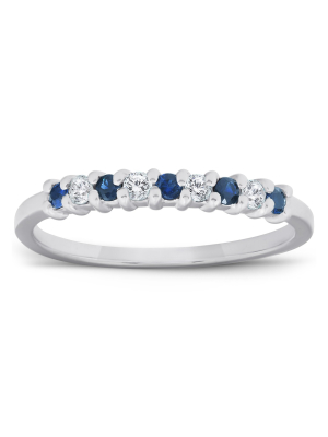 Pompeii3 1/4ct Blue Sapphire & Diamond Wedding Ring 10k White Gold