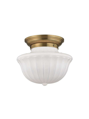 Dutchess 1 Light Medium Flush Mount Aged Brass