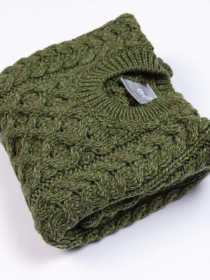 Kids Aran Jumper In Green