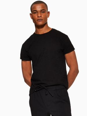 Black Slub Skinny Roller T-shirt