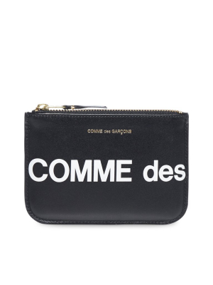 Comme Des Garçons Wallet Zipped Logo Print Wallet