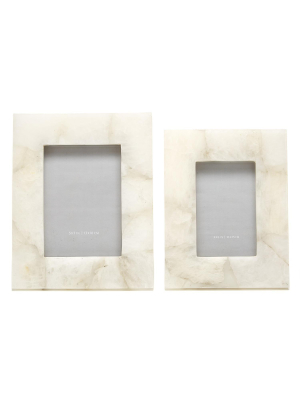 Set Of 2 White Quartz Photo Frames