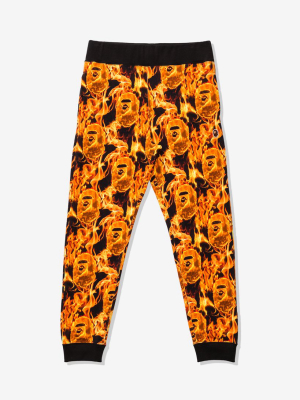 Bape Flame Slim Sweat Pants - Orange