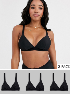 Asos Design Fuller Bust Recycled 3 Pack Microfibre Triangle Bra