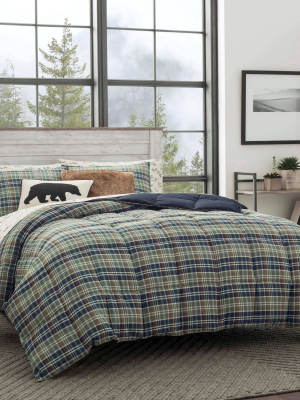 Navy Rugged Plaid Comforter Set (full/queen) - Eddie Bauer