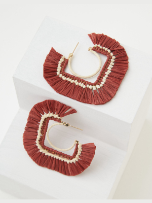 Aeo Raffia Fringe Hoop Earring