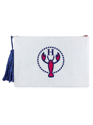 The Hamptons Logo Clutch Straw