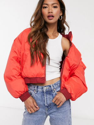 Levi's Lydia Reversible Puffer Jacket In Red