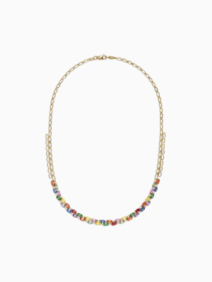 Effy Watercolors 14k Gold Multi Sapphire And Diamond Necklace, 12.42 Tcw