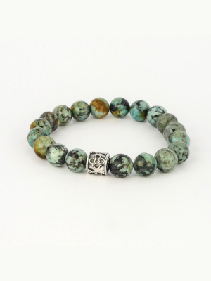 Jean Claude African Turquoise Beads With Sterling Silver Bracelet