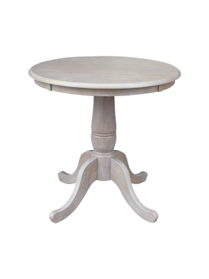 Solid Wood Round Pedestal Dining Table Weathered Gray - International Concepts