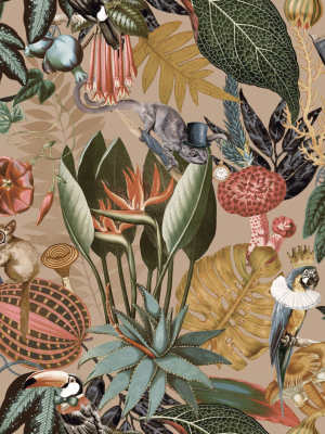A Tropical Soiree Wallpaper In Gold By Walls Republic