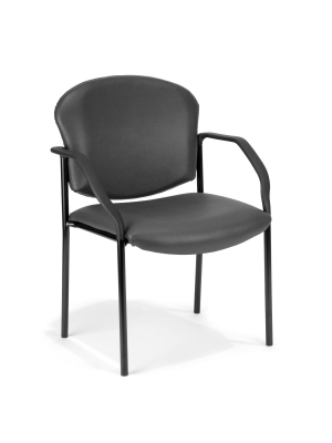 Manor Series Anti-microbial/anti-bacterial Guest And Reception Chair With Arms Vinyl Charcoal - Ofm