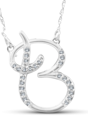 Pompeii3 1/4ct Diamond "b" Initial Pendant 18" Necklace 14k White Gold