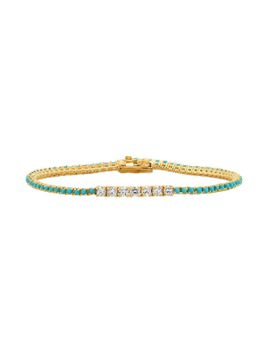 Small Bezel Bracelet - Diamond & Turquoise