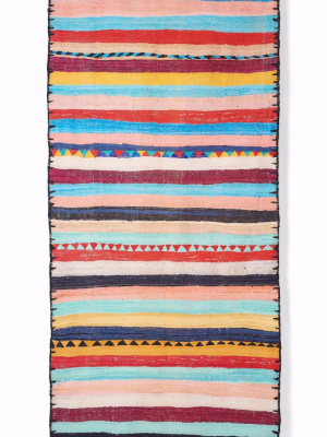 Vintage Moroccan Colorful Striped Hand Woven Flat Rug 10x5