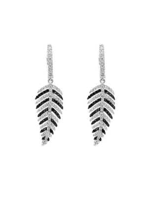 Effy 14k White Gold Black And White Diamond Earrings, 1.05 Tcw