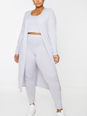 Plus Grey Knitted 3 Piece Legging Set