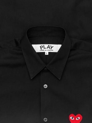 Comme Des Garcons Play Red Emblem Button Down - Black