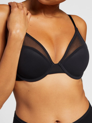 Lined Sieve Demi Bra In Black (employee Sale)