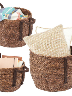 Mdesign Woven Seagrass Braided Home Storage Basket Bin, Set Of 3