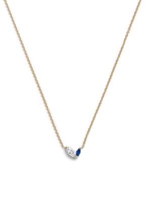 Defne Necklace | White Diamond & Sapphire