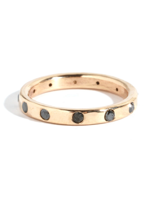 2mm Black Diamond Wedding Band - 14 Karat Yellow Gold