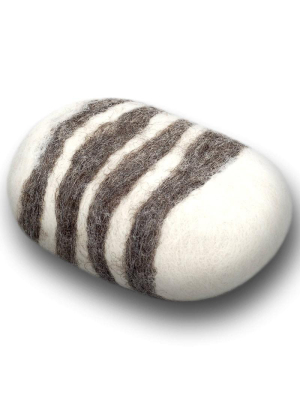 Felted Soap - Striped Lavender: White