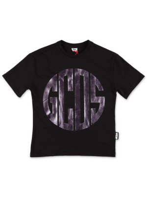 Gcds Kids Metallic Logo Print T-shirt