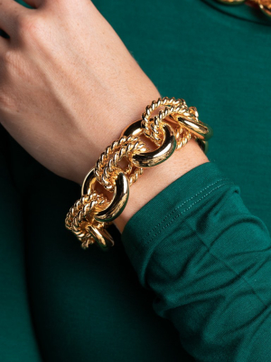 Polished Gold Rope Link Bracelet