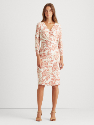 Floral Jersey Surplice Dress