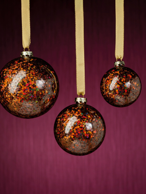 Sequin Glass Ornament - Burgundy