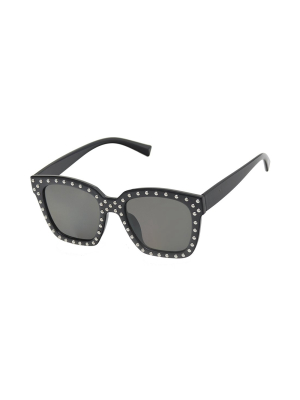 Studded Oversized Sunglasses Black Silver