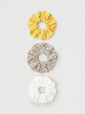 Aeo Mustard + Floral Scrunchies 3-pack