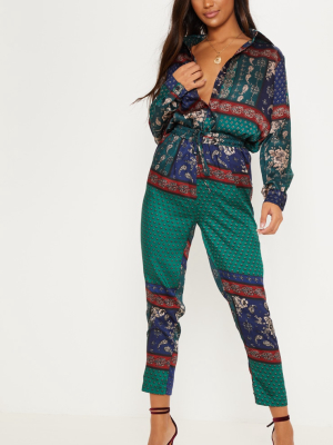 Multi Paisley Print Cigarette Pants