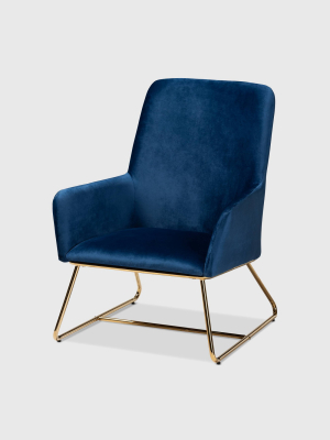 Sennet Velvet Upholstered Armchair - Baxton Studio