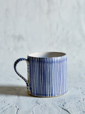 Striped Coffee Cup - Thin White, Thin Blue