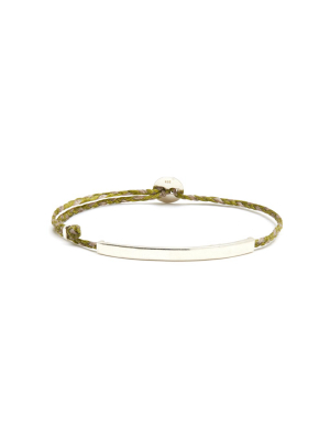 Adjustable Signature Bracelet With Id Bar In Olive/light Pink Blend