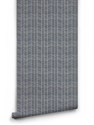 Herringbone Wallpaper In Thunderbolt Blue By Milton & King