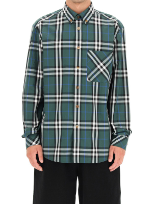 Burberry Check-printed Curved Hem Shirt