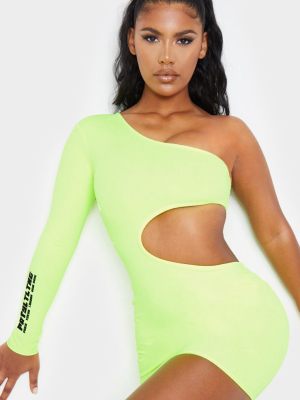 Prettylittlething Neon Lime Slogan Extreme Cut...